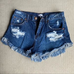 Denim high waisted shorts